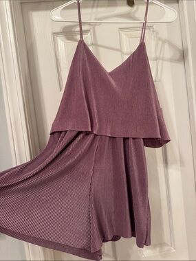 Elodie | V Neck Shimmer Romper with pleated fabric and adjustable straps
